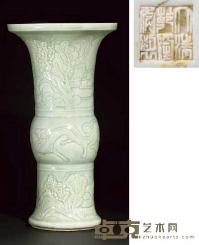 A pale celadon glazed gu vase 